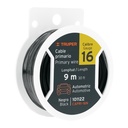 Carrete con 9 m de cable primario negro calibre 16, TRUPER CAPRI-16N