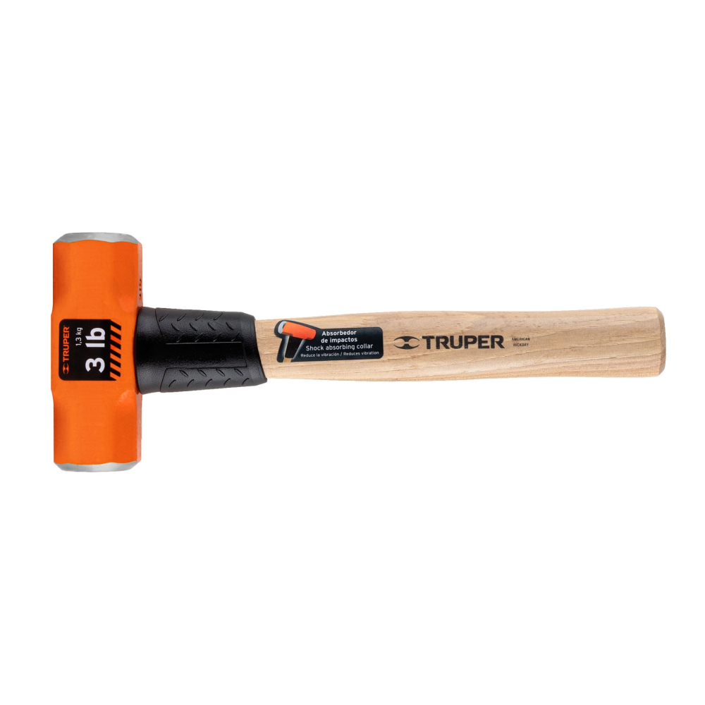 Marro octagonal 3 lb, mango de madera 12', TRUPER MD-3M