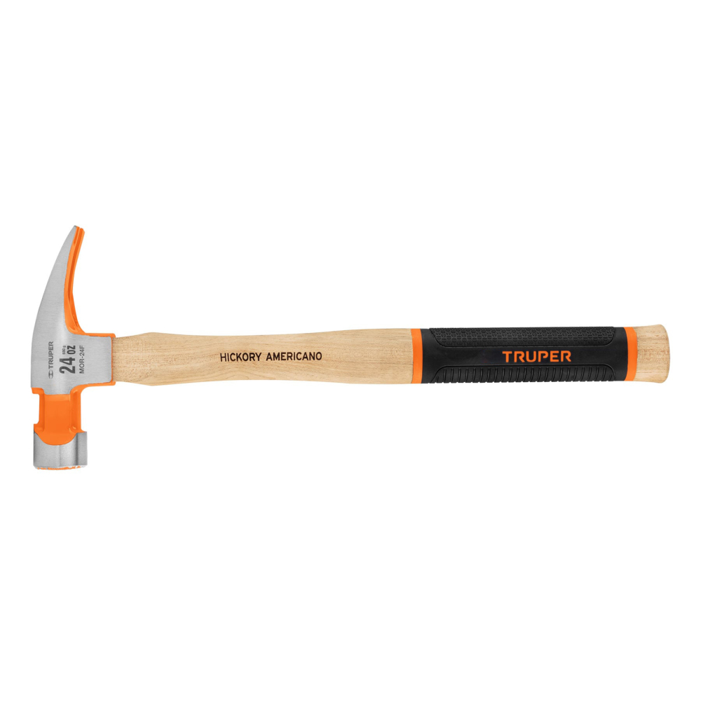 Martillo pulido 24 oz uña recta, boca fresada, TRUPER Grip MOR-24F