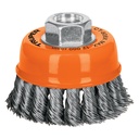 Carda copa 3' alambre trenzado grueso, eje 5/8'-11, TRUPER CT-608X