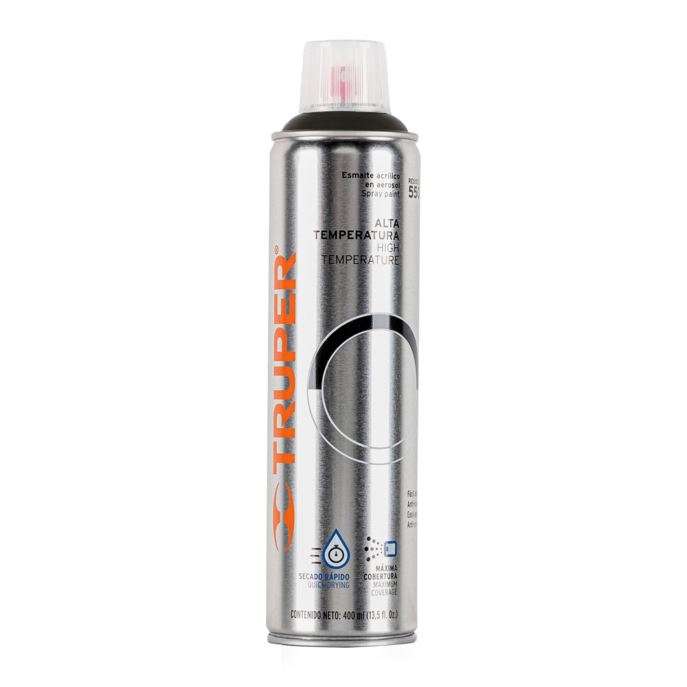 Pintura en aerosol alta temp. bote esbelto, negro, 400 ml PA-ALTE-N