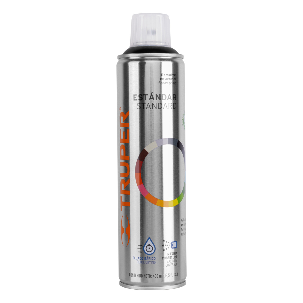 Pintura en aerosol, negro brillante, bote esbelto, 400 ml PA-NB