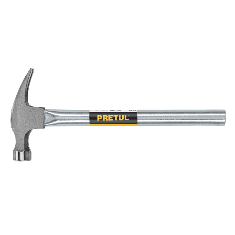 Martillo uña recta 16 oz, mango tubular, PRETUL MTR-16P