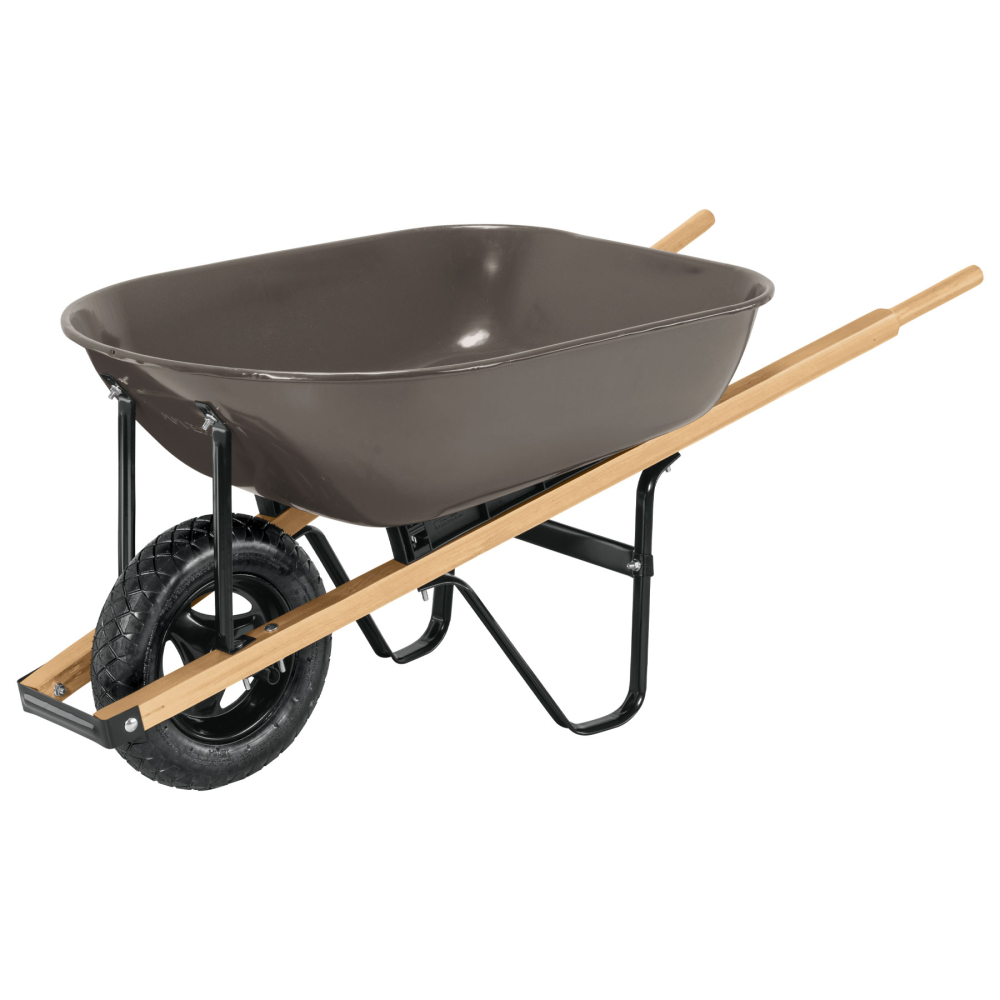 Carretilla 5.5ft3 gris, neumática, bastidores madera, PRETUL CAP-5WNDG