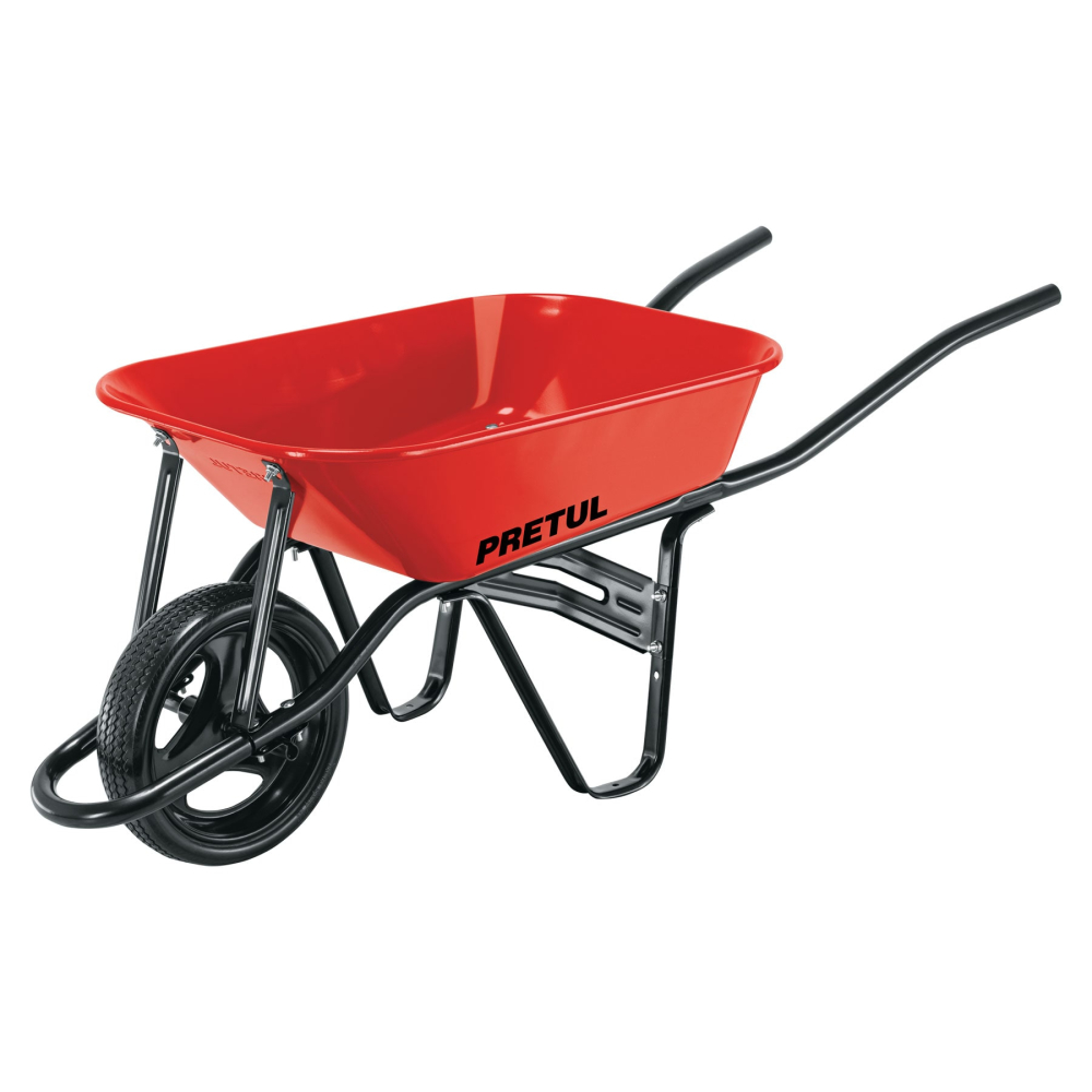 Carretilla 3.5 ft3 roja,angosta, imponchable, tubular,PRETUL CAP-35FB