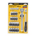 Juego de 21 herramientas 1/4' y 3/8' para mecánico, PRETUL JUDA-25P