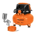 Kit compresor libre de aceite 24L, manguera y pistola,TRUPER COMP-KIT24S