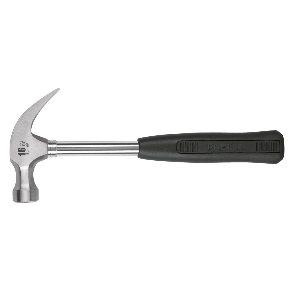 Martillo pulido, 16 oz, uña curva, mango tubular, PRETUL SJ-16P