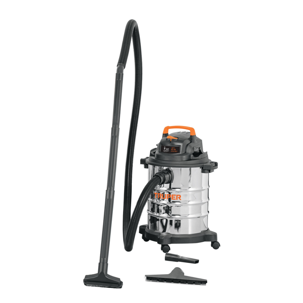 Aspiradora de sólidos y líquidos, 5 gal, acero inox, TRUPER ASP-5X