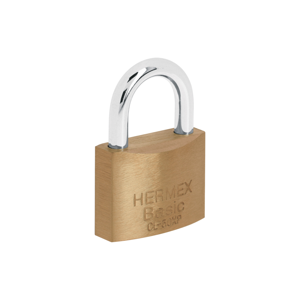 Candado de latón 50 mm llave tetra en blíster, HERMEX BASIC CL-50XP