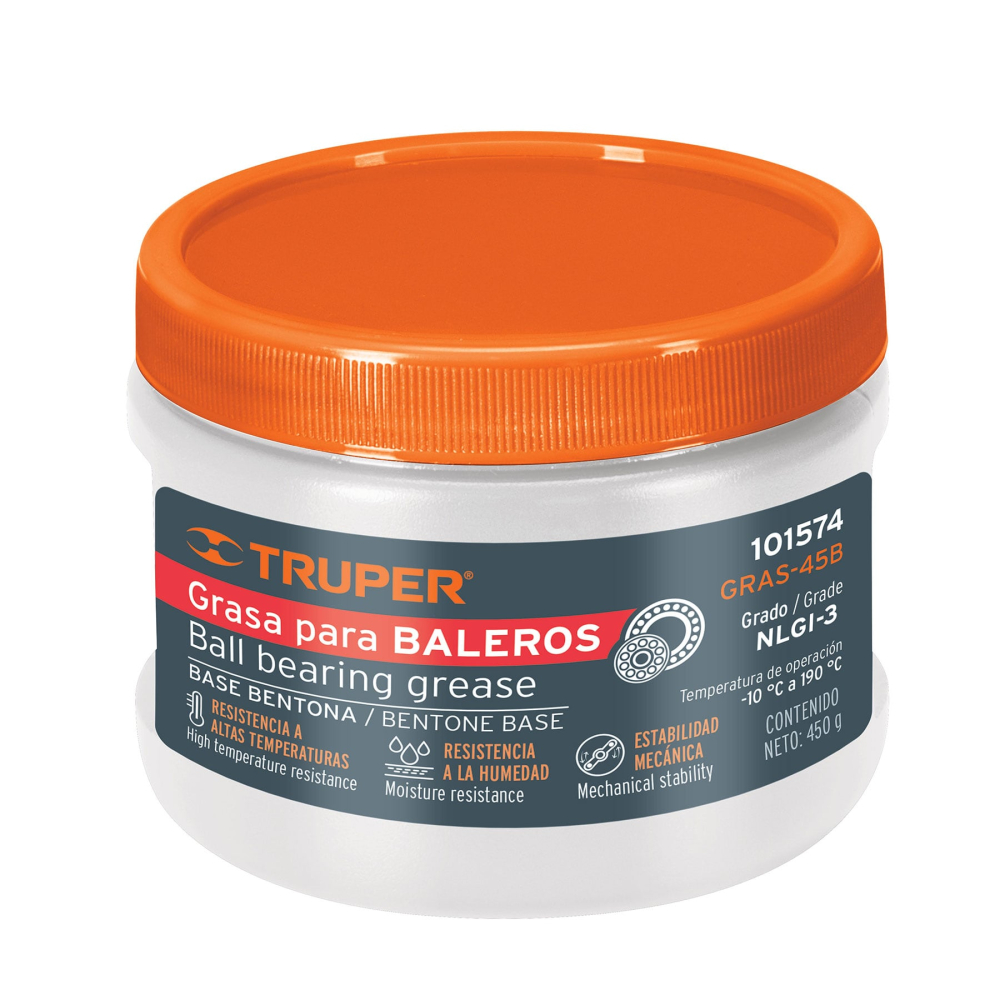 Grasa automotriz, base bentona, 450 g, TRUPER GRAS-45B