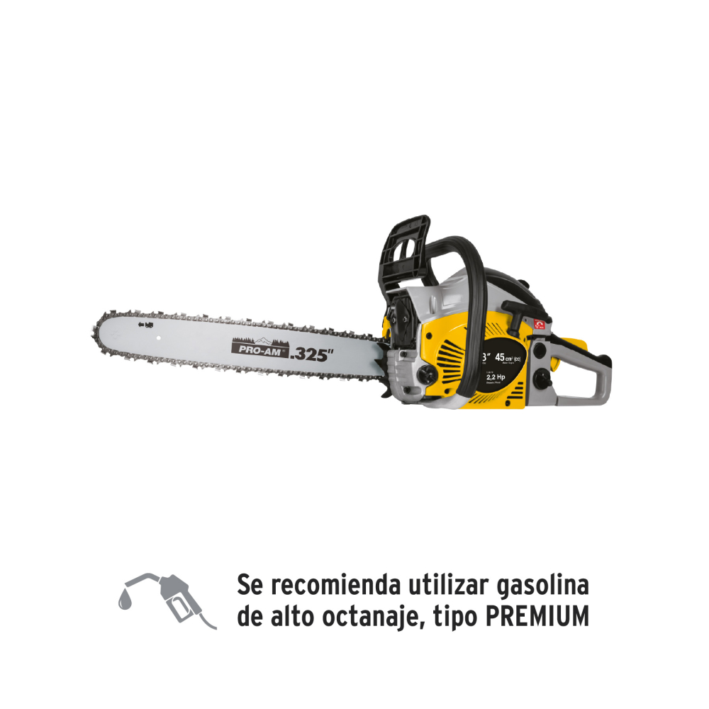 Motosierra 45 cc a gasolina con barra de 18', PRETUL MOT-4518P