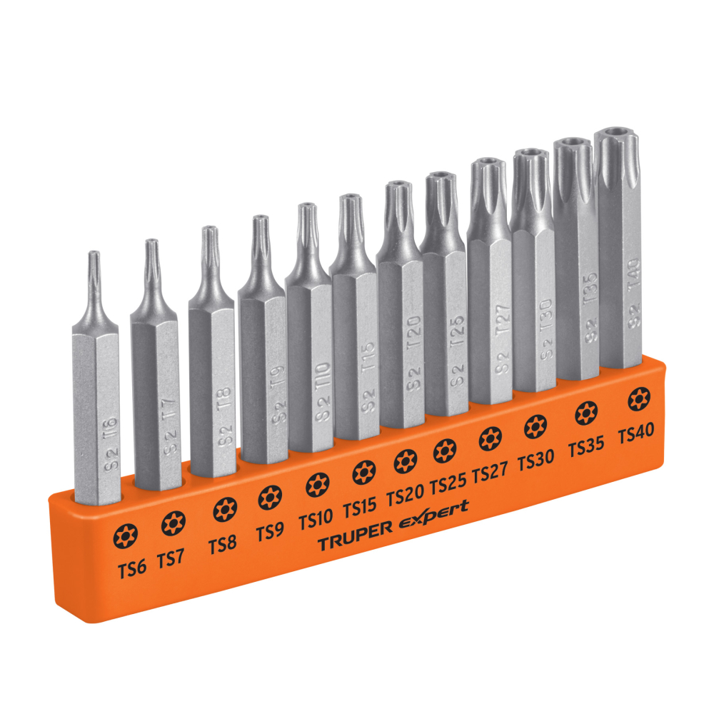 Juego de 12 puntas torx combinadas c/seguro largo 2', EXPERT P12-2TS