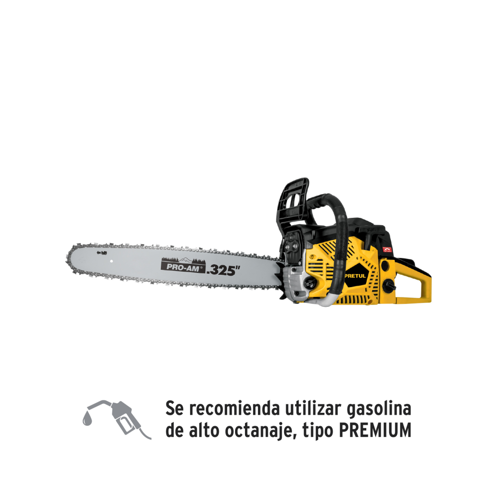 Motosierra 60 cc a gasolina con barra de 20', PRETUL MOT-6020P