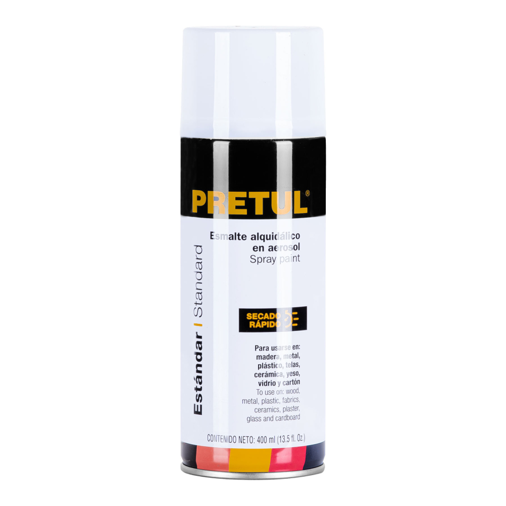 Pintura en aerosol, blanco brillante, 400ml, PRETUL PA-BB-P