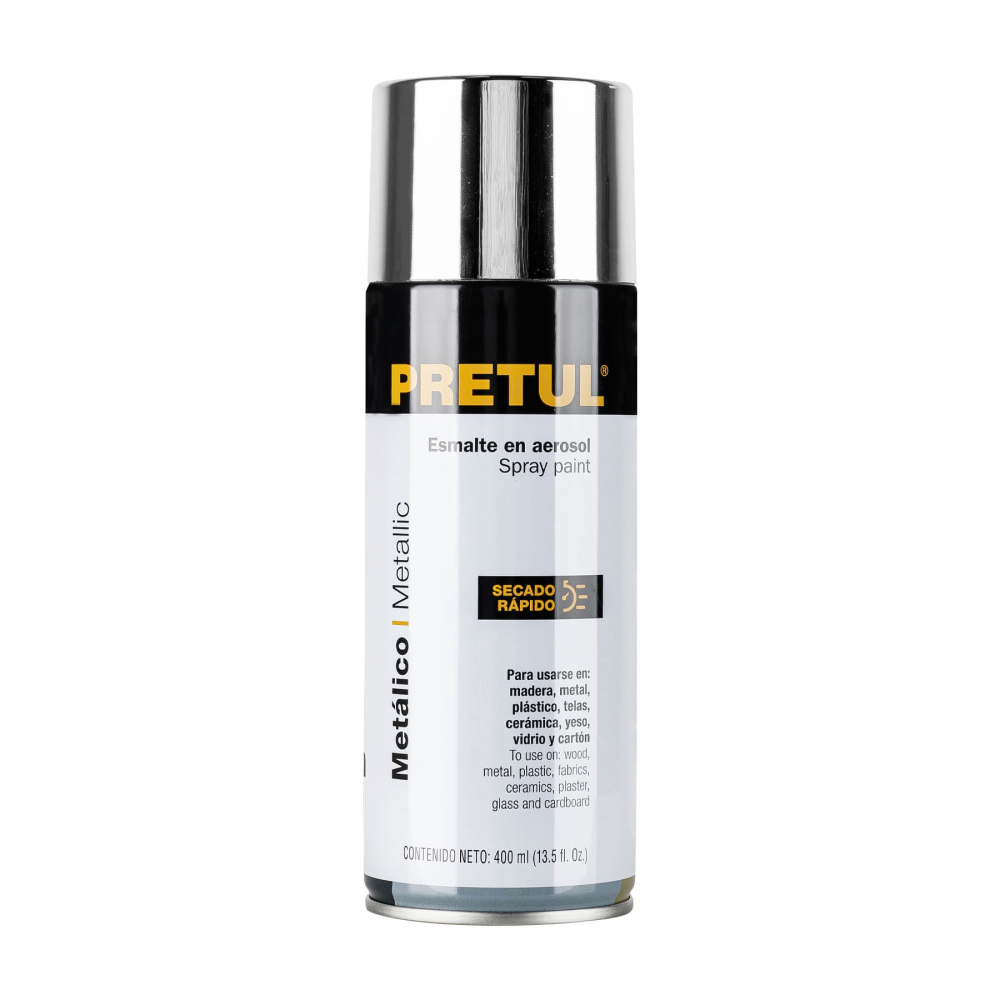 Pintura en aerosol metálica, cromo, 400 ml, PRETUL PAM-CR-P