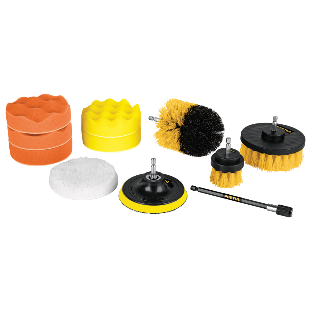 Juego 11 accesorios, limpieza y pulido para taladro, PRETUL JCE-11P