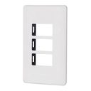 Placa 3 módulos de ABS, blanca, VOLTECK BASIC PPTR-B