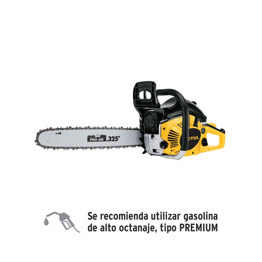 Motosierra 45 cc a gasolina con barra de 16', PRETUL MOT-4516P