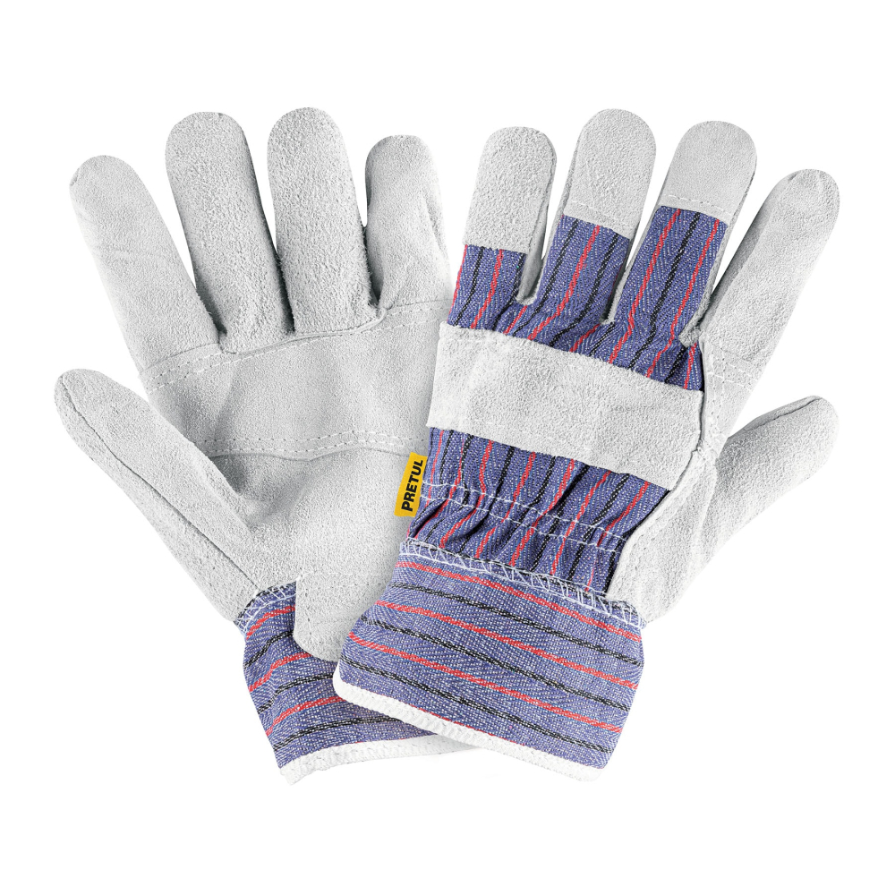 Guantes de carnaza y loneta, unitalla, PRETUL GU-235P