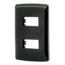 Placa de 2 módulos, negra, Línea Italiana, VOLTECK PPDO-IN