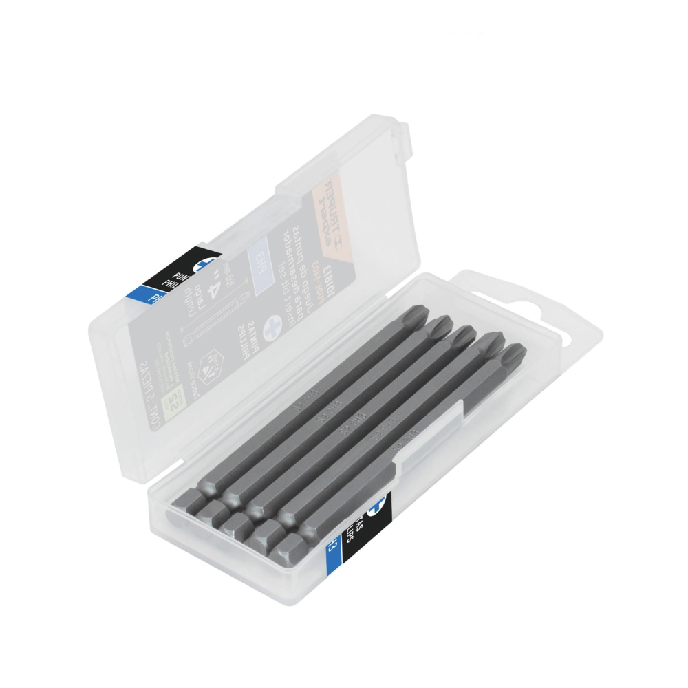 Estuche con 5 puntas de cruz PH3 largo 4', TRUPER EXPERT PUDE-1403