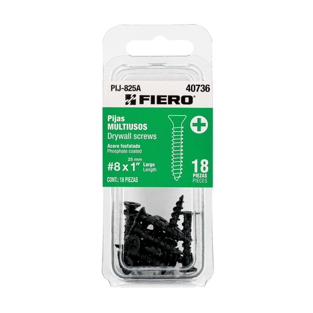 Blíster 18 pijas #8 x 1' cabeza plana phillips multiusos PIJ-825A