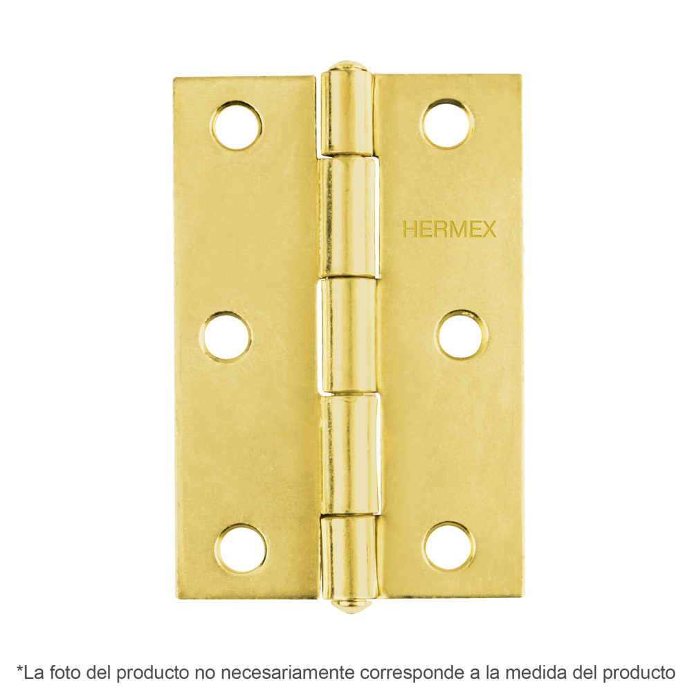 Bisagra rectangular 4 x 2-3/4', acero latonado, HERMEX BR-401