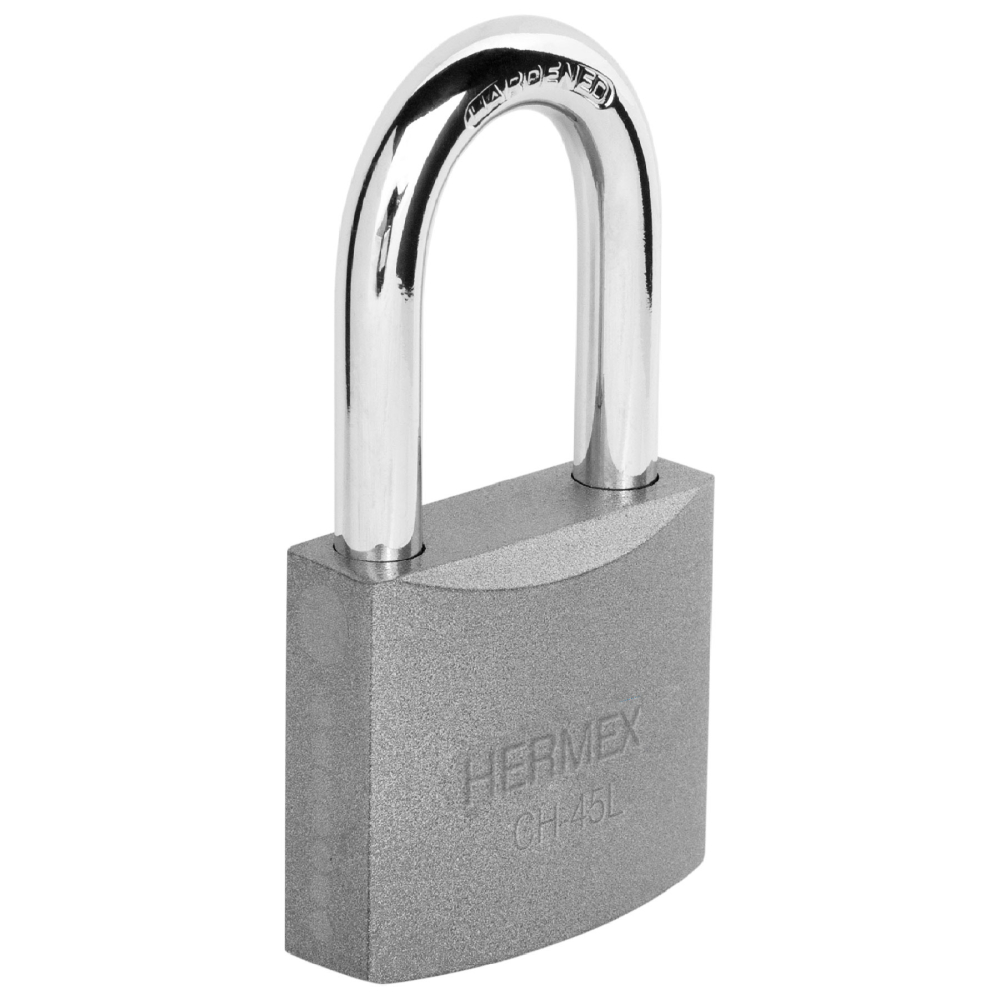 Candado de hierro 45 mm, gancho largo en blíster, HERMEX CHB-45L