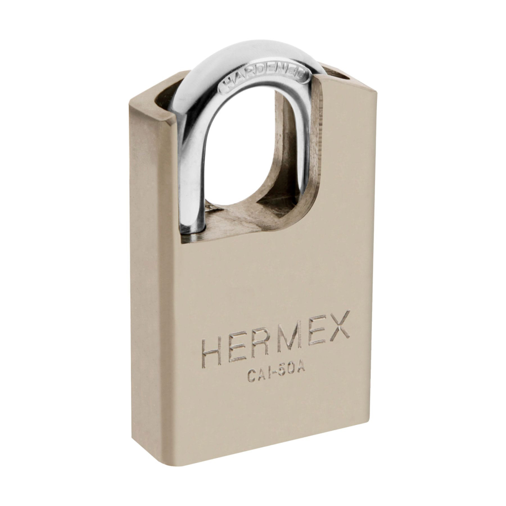 Candado de acero 50 mm con coraza, llave de disco, HERMEX CAI-50A