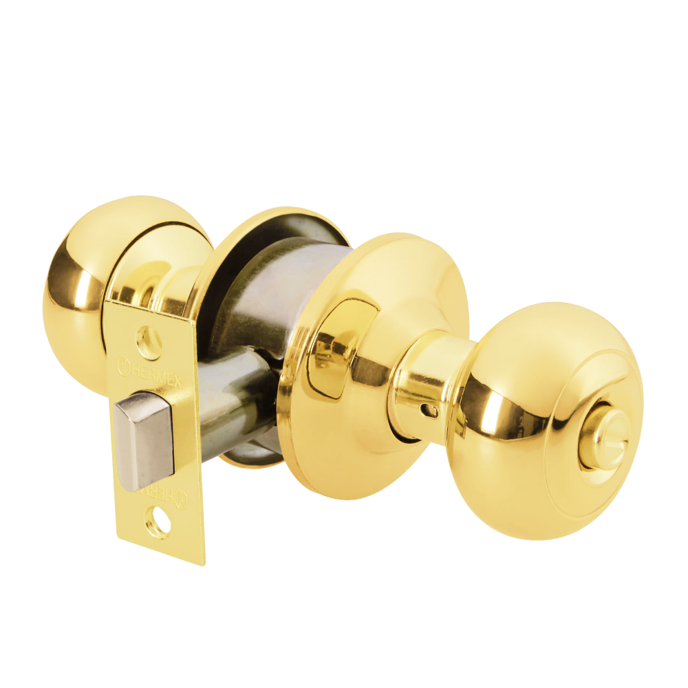 Cerradura tipo oval para baño, latón brillante, HERMEX CEPO-12B