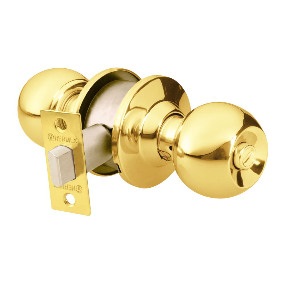 Cerradura tipo esfera para baño, latón brillante, HERMEX CEPO-11B
