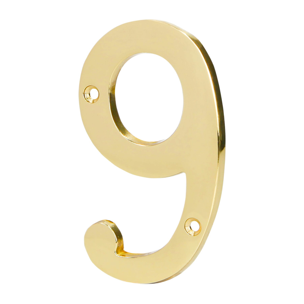 Número 9 de latón sólido 4', latón brillante, HERMEX NUCH-9