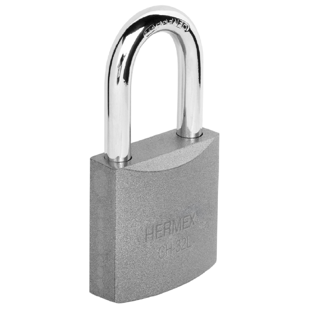 Candado de hierro 32 mm, gancho largo en caja, HERMEX CH-32L