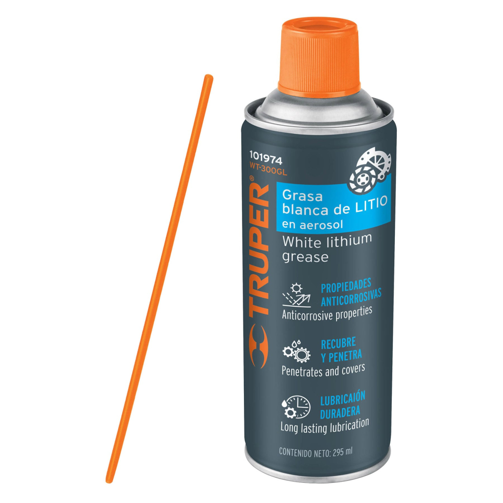 Grasa blanca de litio en aerosol 295 ml, TRUPER WT-300GL