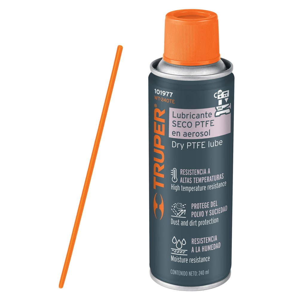 Lubricante seco PTFE en aerosol 240 ml, TRUPER WT-240TE