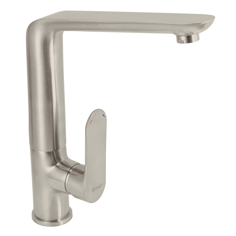 Monomando cuello alto para fregadero, satín, FOSET RIVIERA RIM-83N