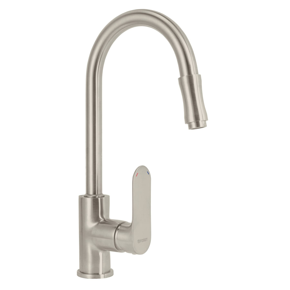 Monomando retráctil para fregadero, satín, FOSET RIVIERA RIM-82N