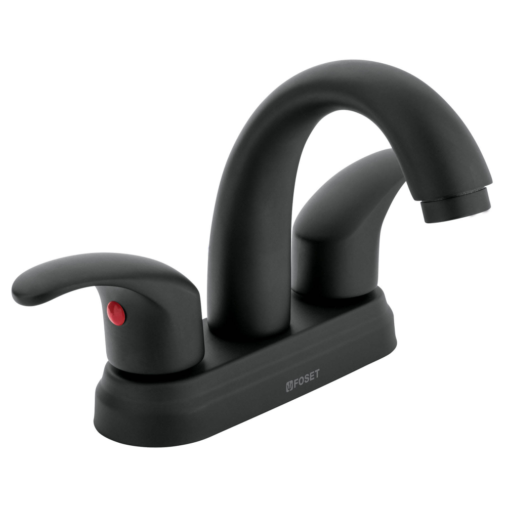 Mezcladora lavabo 4' negro, nariz curva, palanca, AQUA AQM-52M
