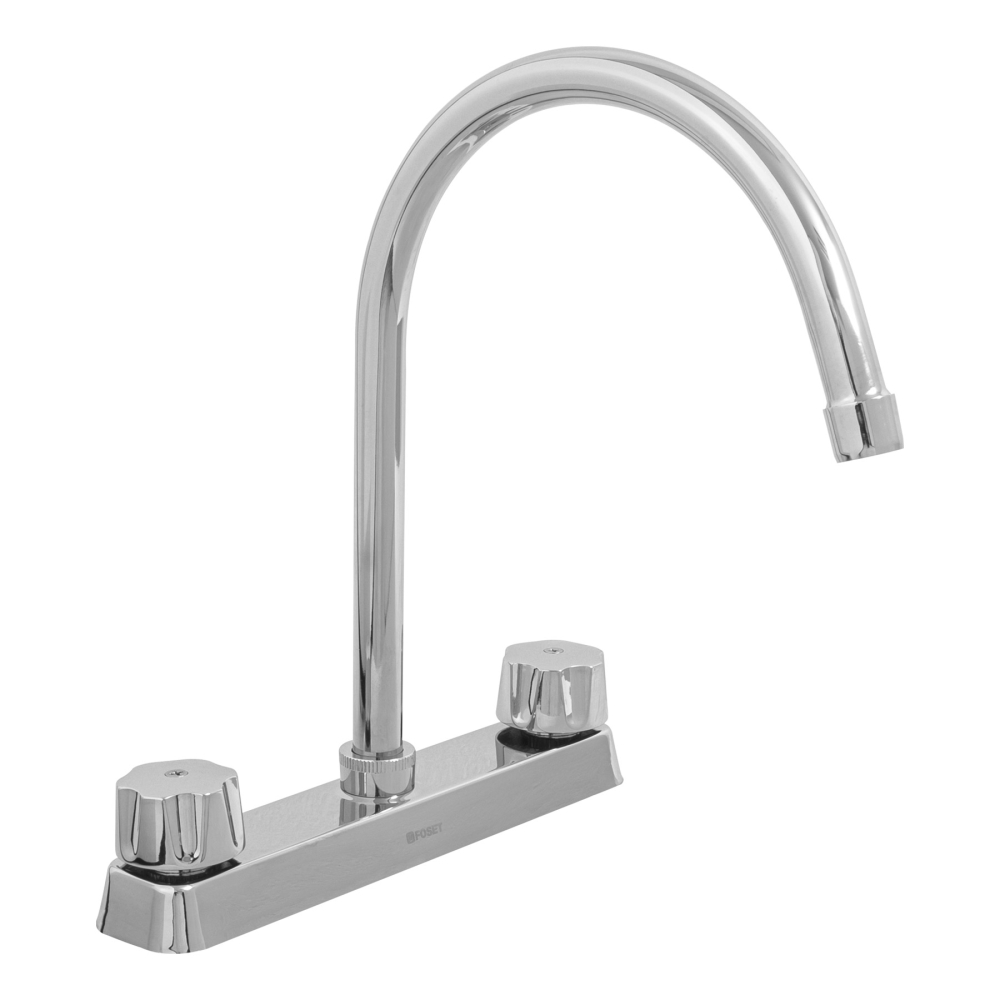 Mezcladora 8' fregadero cromo, cuello curvo,compresión,BASIC F-320-C