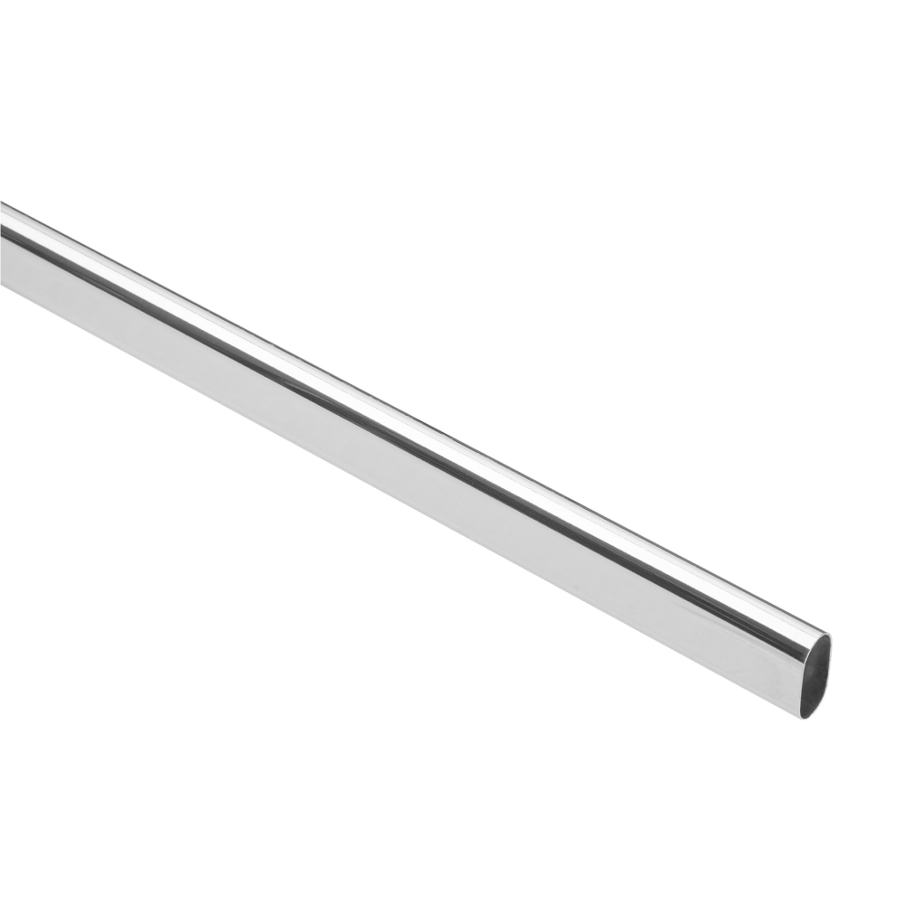 Tubo ovalado para clóset, 2.4 m, acero cromado, HERMEX TO-524