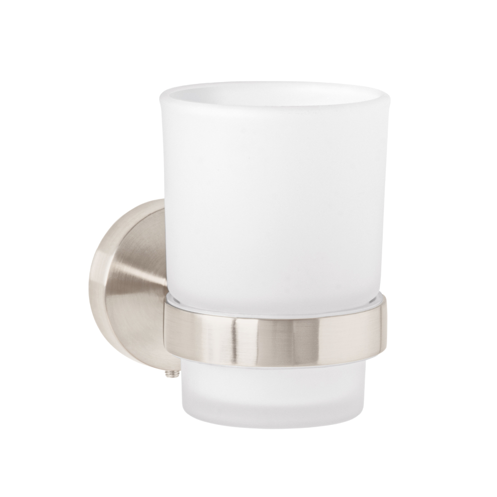Portavaso cepillero satín con vaso de vidrio, FOSET TÚBIG TBA-71N