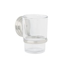 Portavaso cepillero con vaso de vidrio, níquel satín, AQUA AQA-81N
