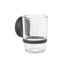 Portavaso cepillero con vaso de vidrio, negro, FOSET AQUA AQA-81M