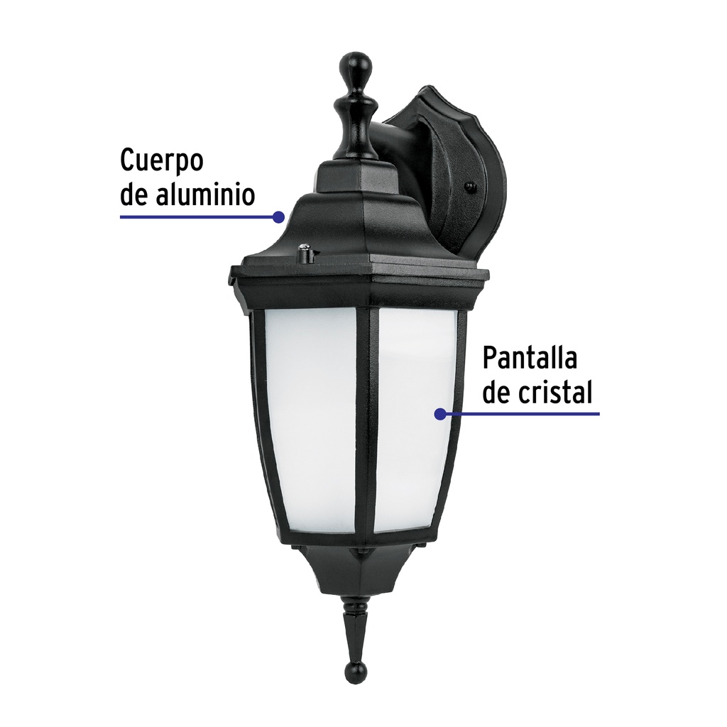 Arbotante de LED 8 W tipo farol suspendido negro, Volteck ARB-103L