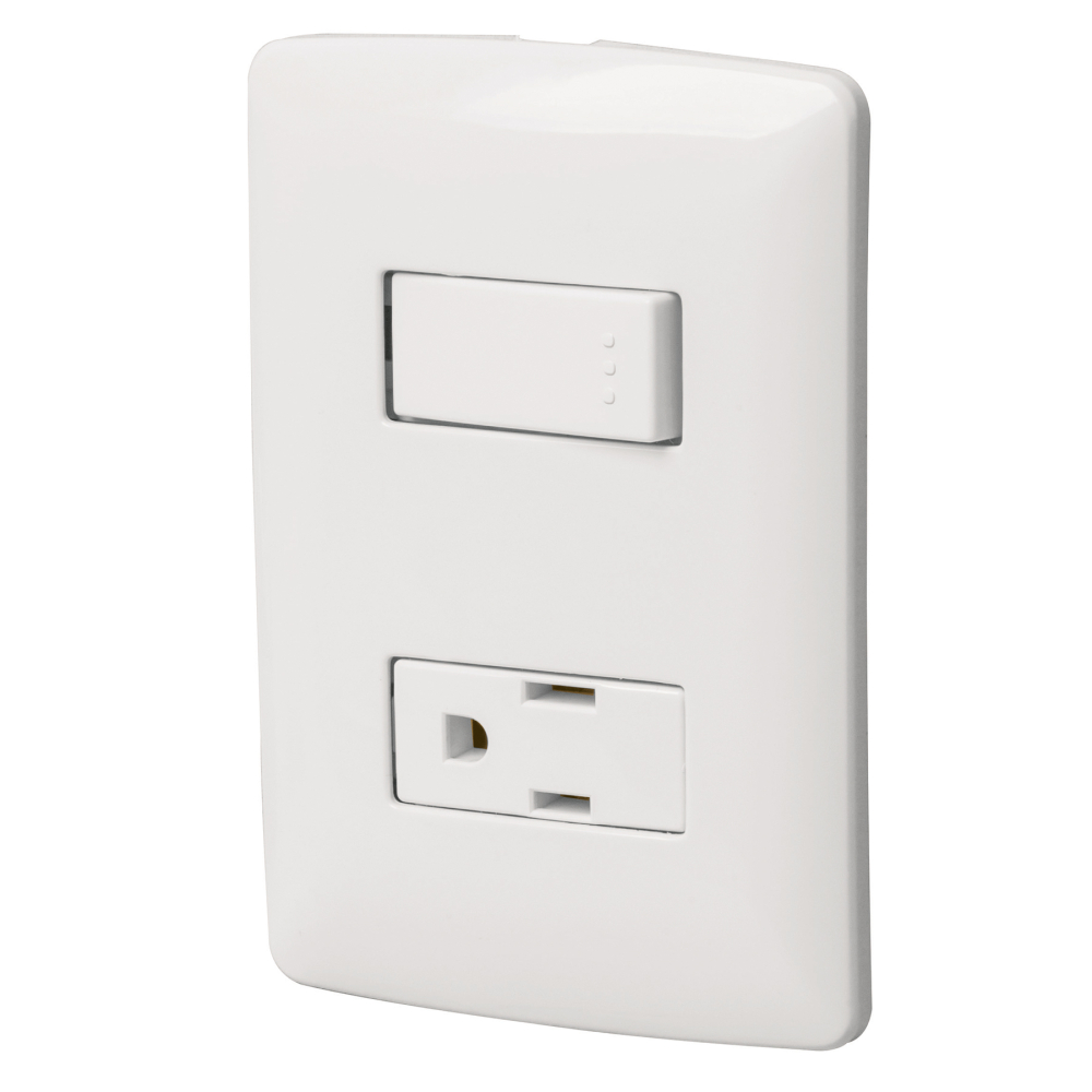 Placa armada contacto e interruptor, blanco, línea Italiana PA-APCO-IB