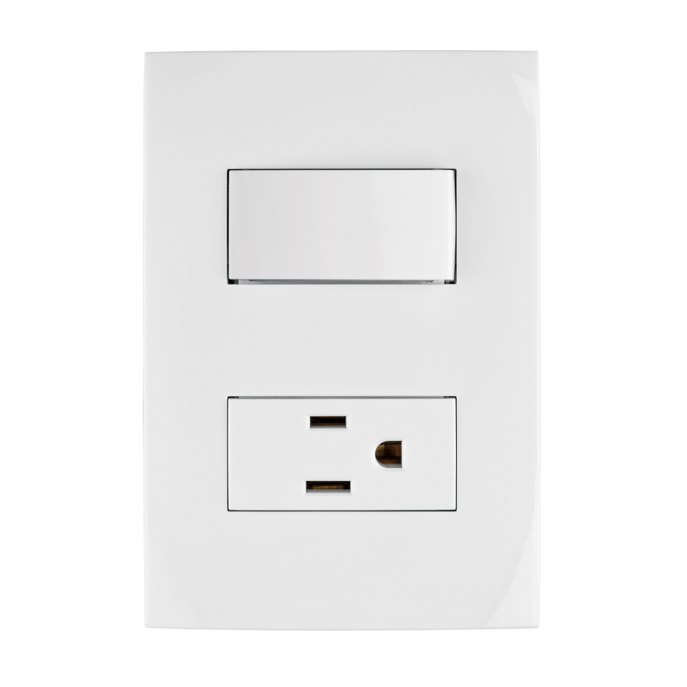 Placa armada contacto e interruptor, línea Oslo, blanco PA-APCO-OB