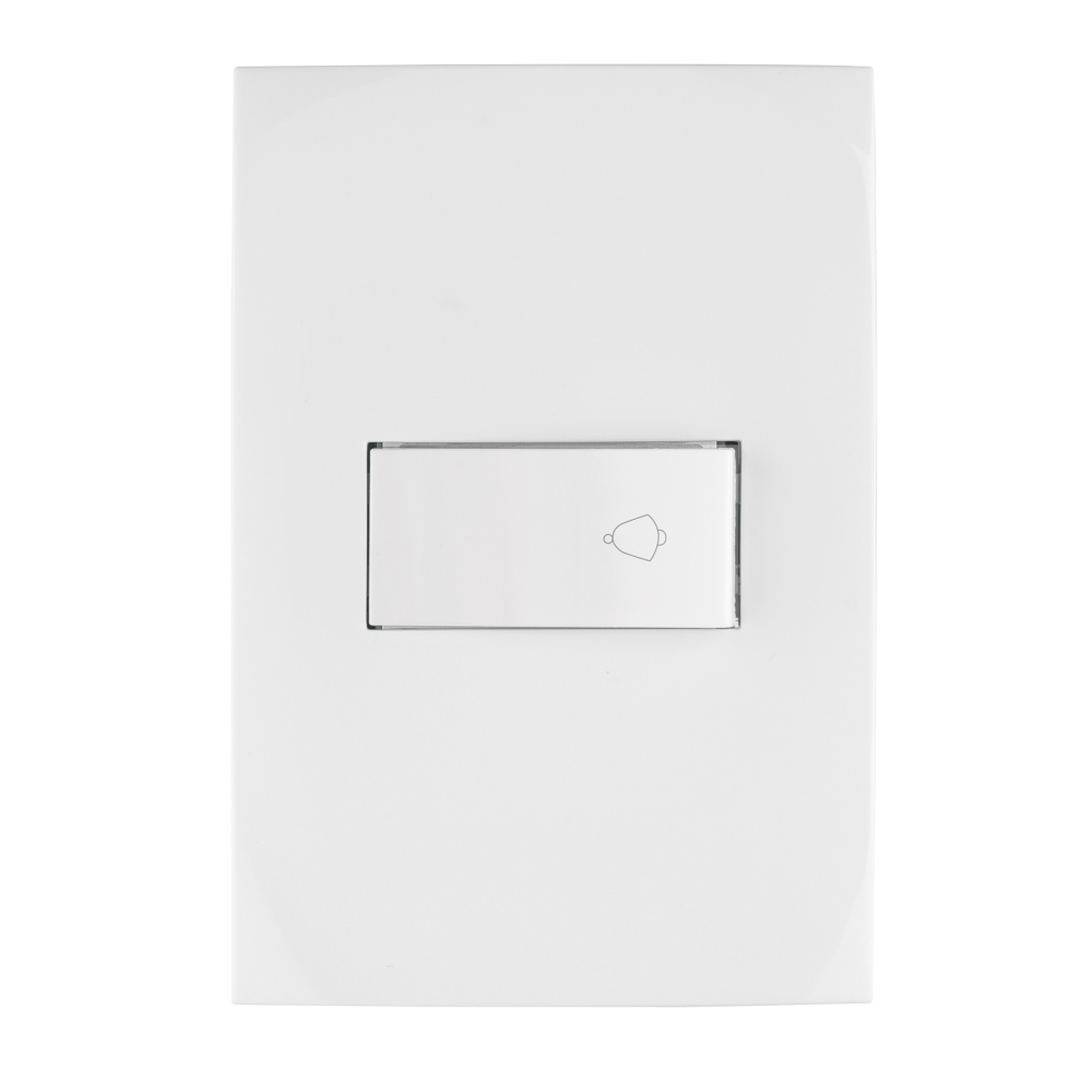 Placa armada con timbre, línea Oslo, color blanco, VOLTECK PA-TI-OB