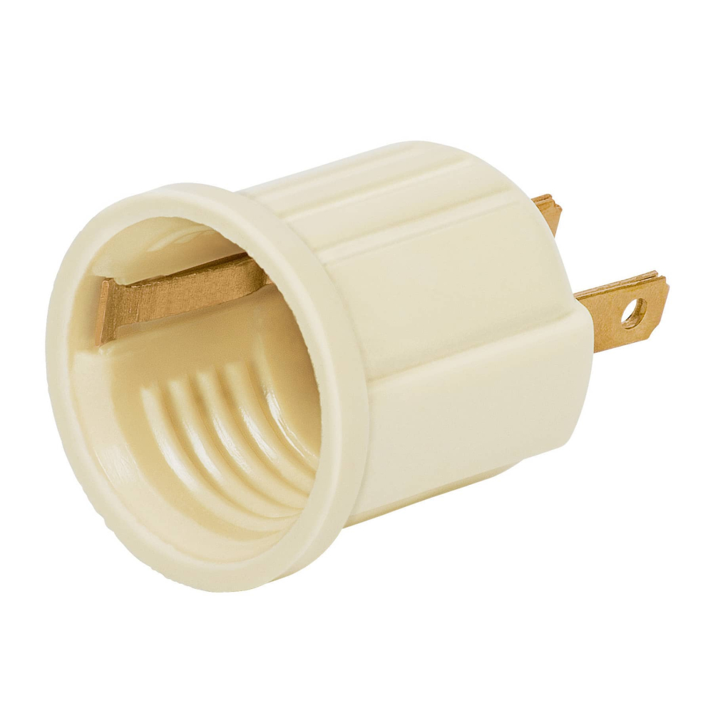 Portalámpara de baquelita, con adaptador, marfil, VOLTECK POBA-20