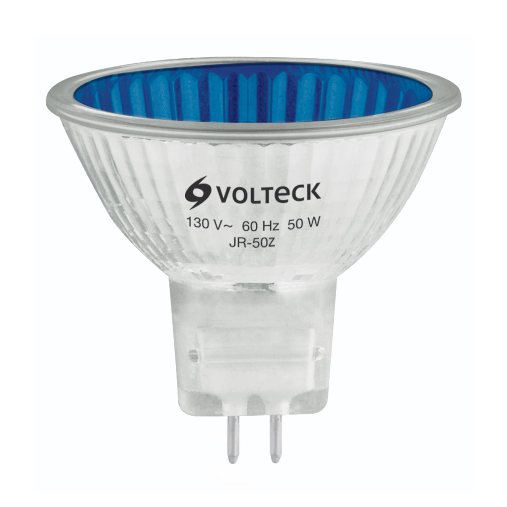 Lámpara de halógeno azul 50 W tipo MR16 en caja, VOLTECK JR-50Z